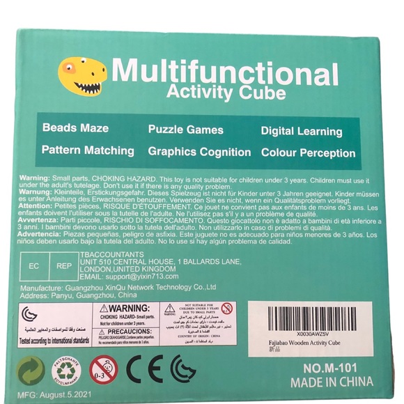 NIB - 6-in-1 Wooden Baby Activity Cube Montessori Toys Dinosaur Play Center - Picture 10 of 10